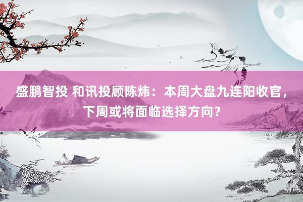 盛鹏智投 和讯投顾陈炜：本周大盘九连阳收官，下周或将面临选择方向？