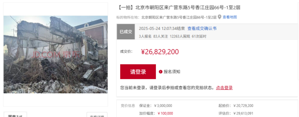 配资盘 只剩几面烂墙的别墅及土地使用权拍出2683万元 单价约4万元/㎡