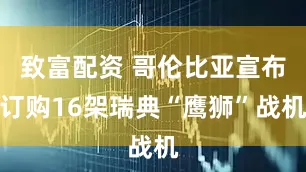 致富配资 哥伦比亚宣布订购16架瑞典“鹰狮”战机